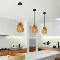 7” Set of 3 Rustic Hemp Rope Pendant Light  Handcrafted Farmhouse Hanging Light Fixture