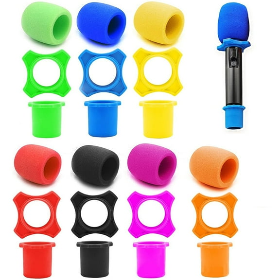 7 Sets Shakeproof Anti-Rolling Microphone Silicone Ring Covers, Colorful Microphone Foam Windscreen Covers Pop Filter - Keep Your KTV Device Safe and Secure