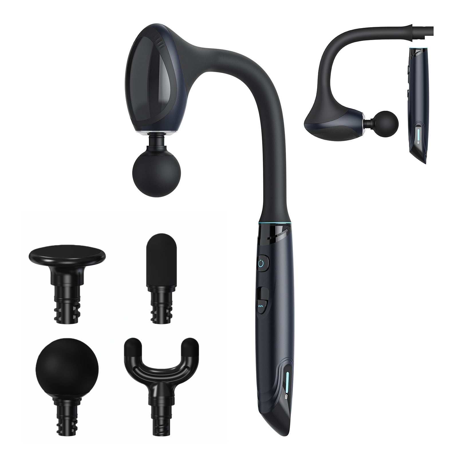 7-Shaped Back Massage Gun, Detachable Percussion Massager for Self Care, Professional Quiet Electric, Fitness Recovery Gift Set