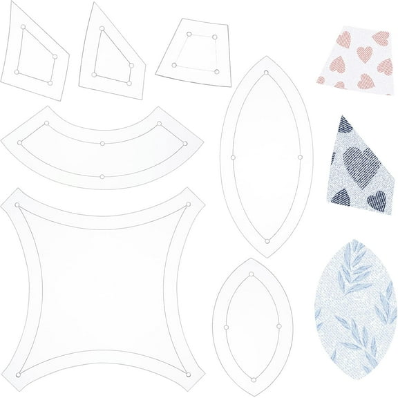 7 Shapes Double Wedding Ring Acrylic Quilting Template Transparent Acrylic Quilting Templates Rulers 2.5mm Thick for Woodworking Quilting Sewing Needlework Craft DIY