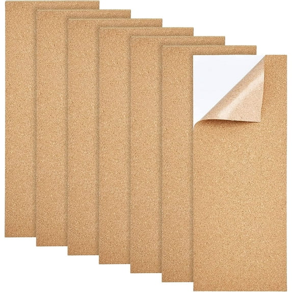 7 SheetCork Label Stickers Self Adhesive Craft Stickers Rectangle Tan 35x14x0.1cm