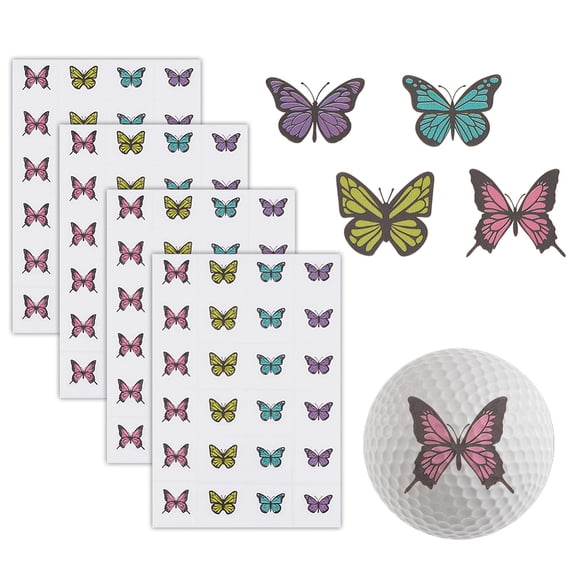 7 Sheets/168Pcs Butterfly Pattern Golf Ball Stickers Golf Ball Markers Self Adhesive Waterproof Decals Golfing Accessories Stickers for Identify Golf