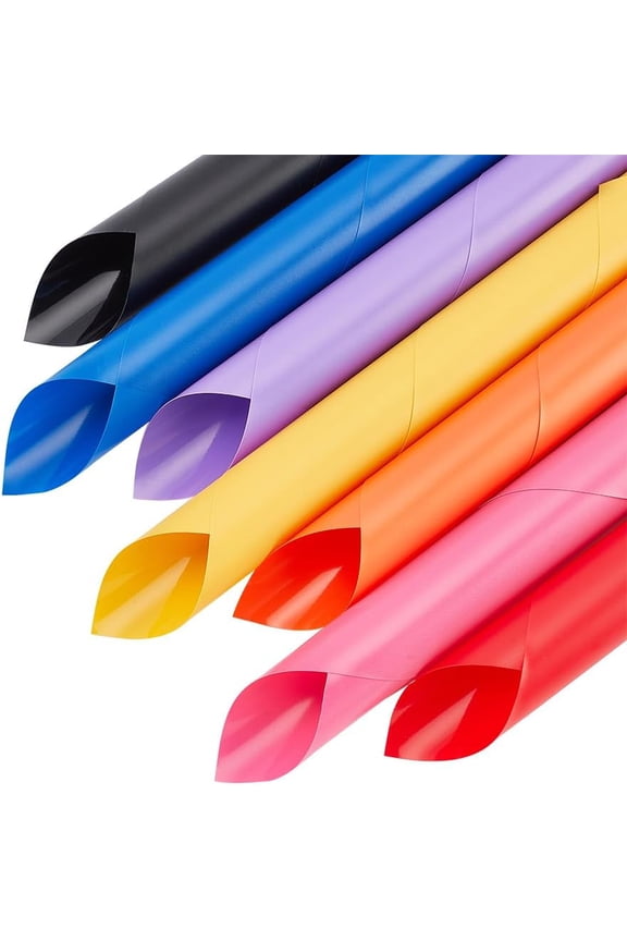 7 Sheets 7 Colors 11.9x8.3 Frosted Solid Colors Bright Leather Sheets PVC Leather Fabric Candy Colors for Earrings Bags Making and Handicraft DIY Accessories