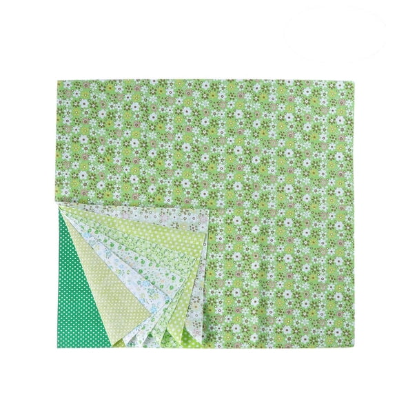 BESTOYARD Sewing Floral Precut Sheets Cotton Craft Fabric Green 7 Sheets