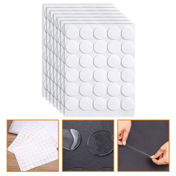 7 Sheets Double Sided Adhesive Dots Round No Trace Strong Adhesive Sticky Stickers