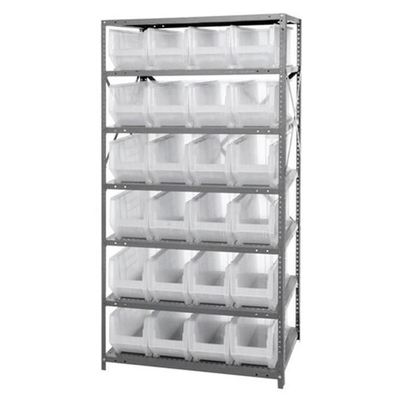7-Shelf Unit With 24 Clear Plastic Storage Bins