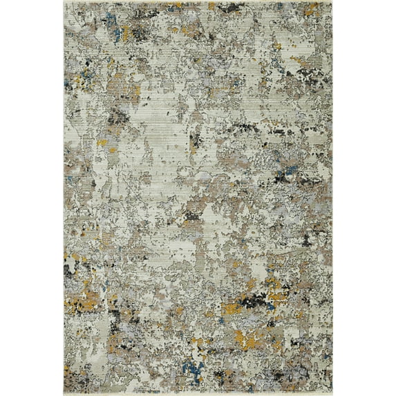 7' Silver Machine Woven Shrank Abstract Design Indoor Runner Rug