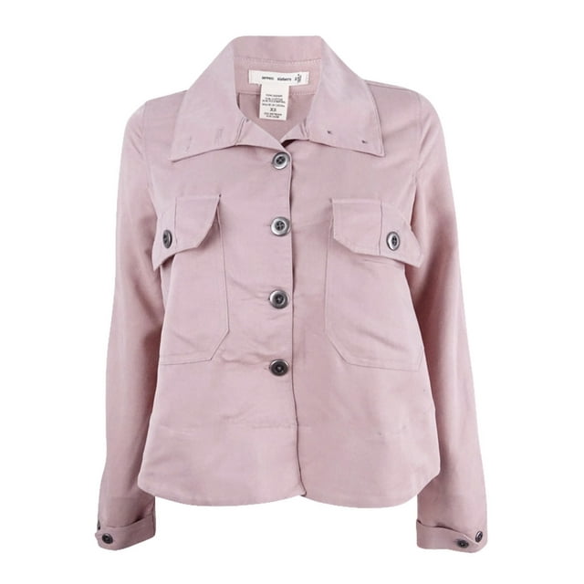 7 Sisters Juniors' Cropped Military Jacket (XS, Dusty Blush)