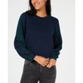 thumbnail image 1 of 7 Sisters Juniors Mixed Media Sweatshirt Navy L, 1 of 1