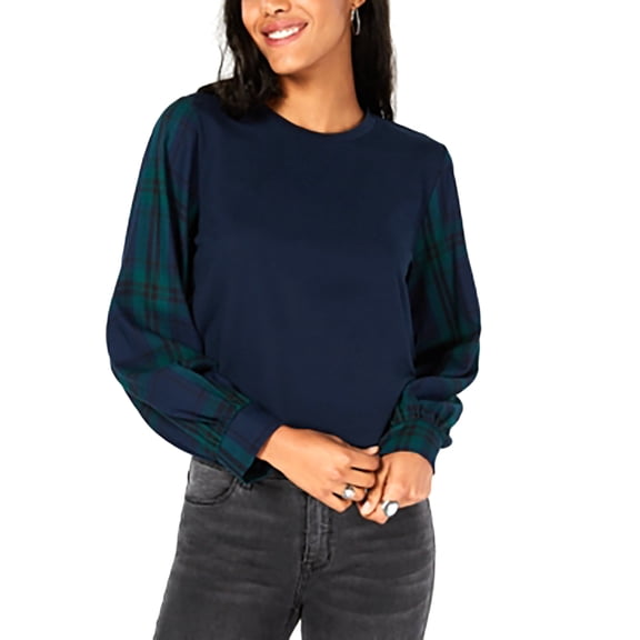 7 Sisters Juniors Mixed Media Sweatshirt Navy XS