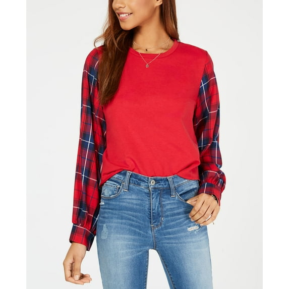 7 Sisters Juniors Mixed Media Sweatshirt Red L