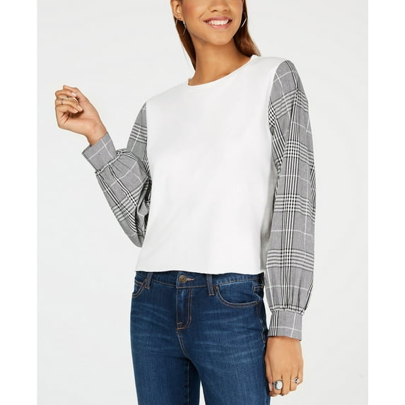 7 Sisters Juniors Mixed Media Sweatshirt White XL