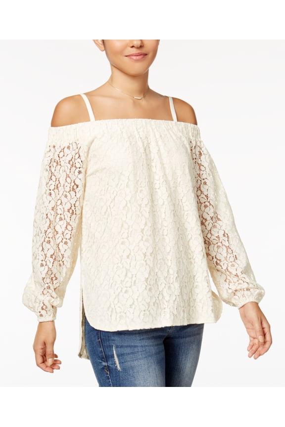 - Off-The-Shoulder Lace High-Low Top - Juniors - M