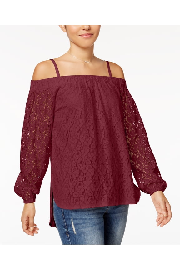 - Off-The-Shoulder Lace High-Low Top - Juniors - XL