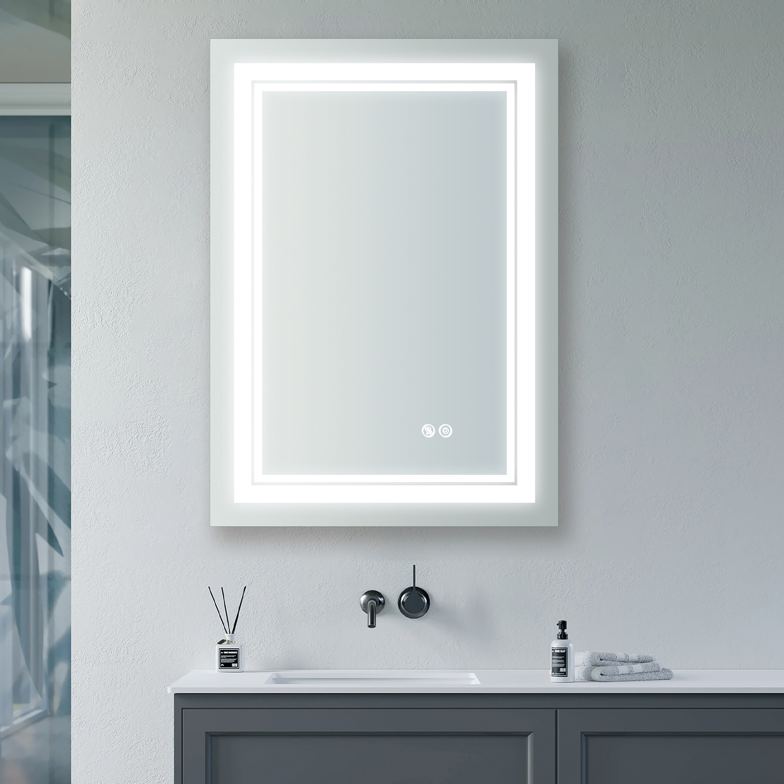 7 Size LED Bathroom Mirror Wall Mounted Vanity Mirror Anti-Fog Mirror ...