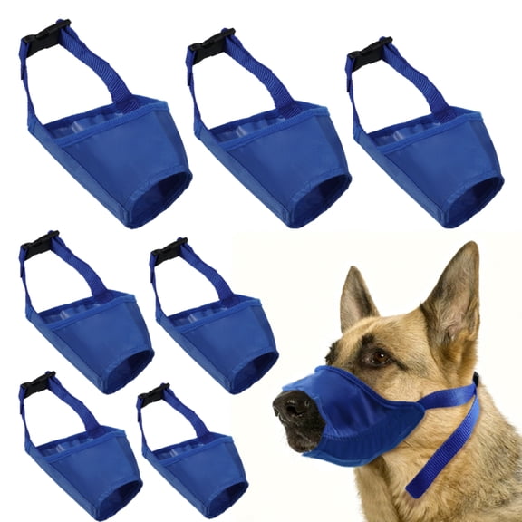 7 Sizes Soft Oxford Long Snout Dog Muzzles, Adjustable Breathable Anti Bite Bark Muzzle for Small Medium Dogs