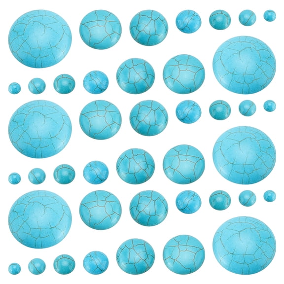 7 Sizes Turquoise Cabochons 84pcs Flat Round Gemstone Tiles Blue Turquoise Cabochons Beads