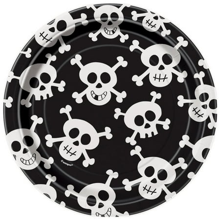 7" Skull Paper Dessert Plates, 8ct