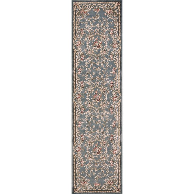 Bordered Blue Rug 7' Slate Blue Bordered Floral Indoor Runner Rug - Walmart Business Supplies