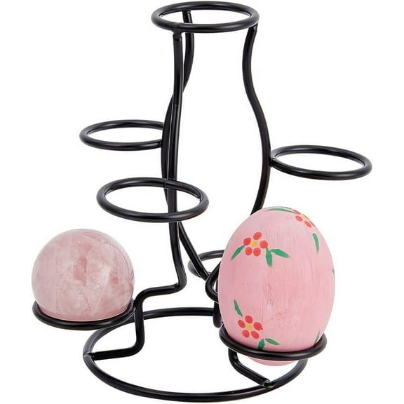 7-Slot Iron Easter Egg Display Stands Metal Ball Sphere Display Rack for Home Decoration Black 12x10.5x14.2cm for DIY
