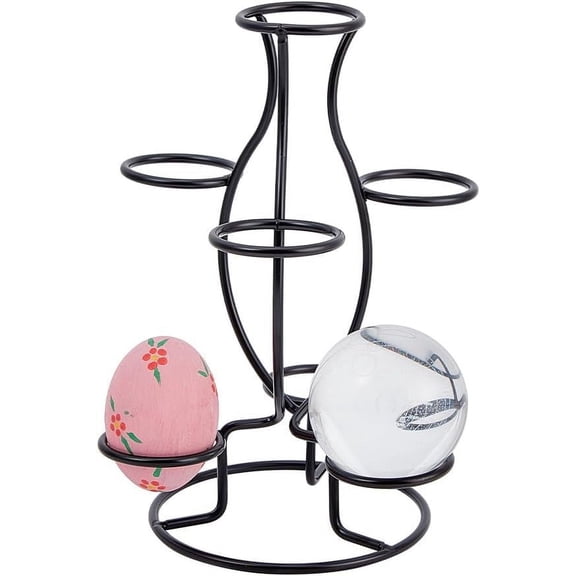 7-Slot Iron Easter Egg Display Stands Metal Crystal Ball Sphere Display Rack for Home Decoration Black 15x13.5x20.3cm DIY