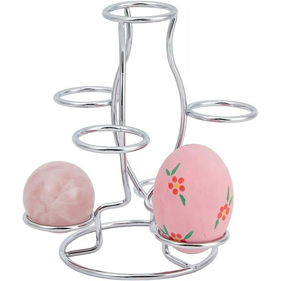 7-Slot Iron Easter Egg Display Stands Metal Crystal Ball Sphere Display Rack for Home Decoration Platinum 12x10.5x14.2cm