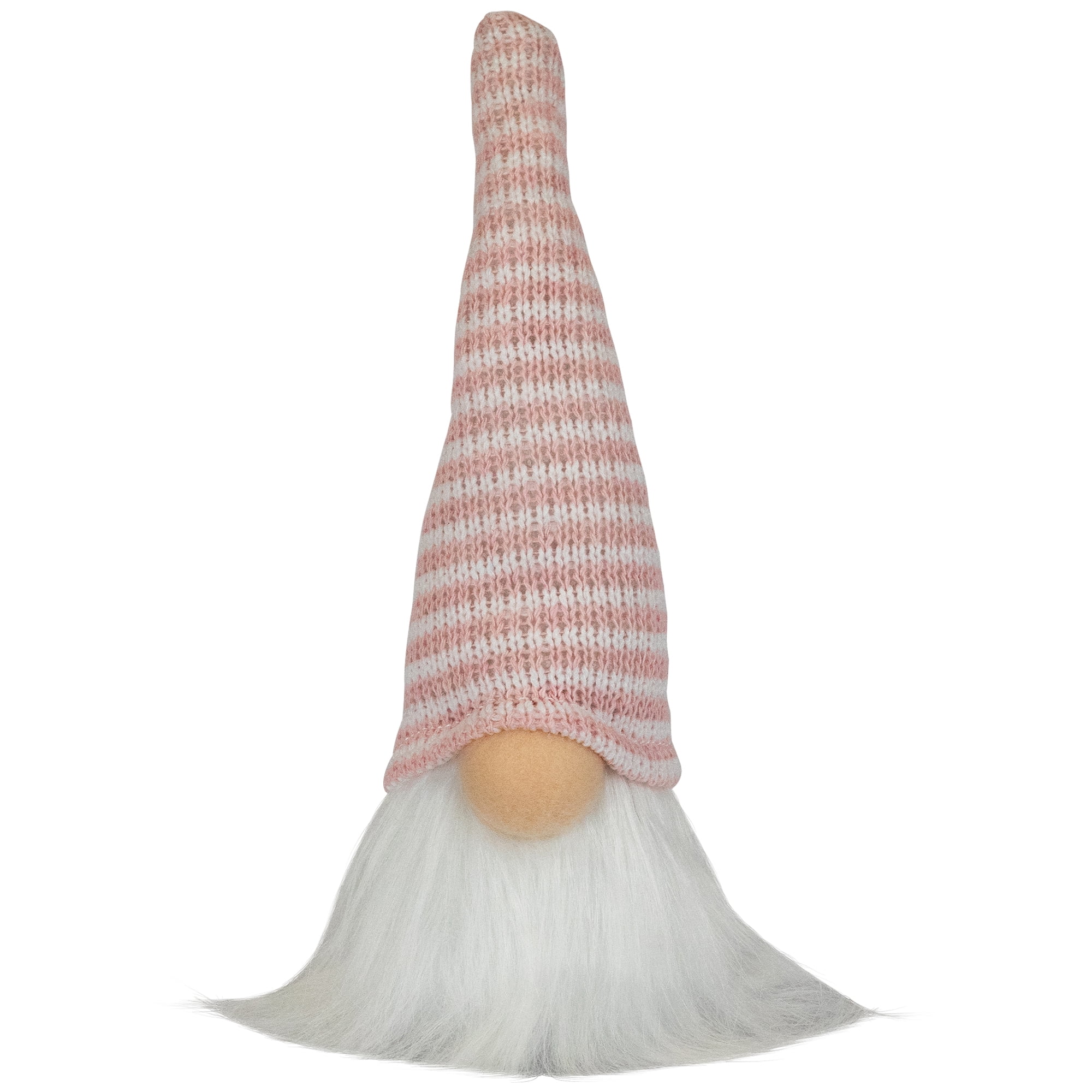 7" Small Soft Pink and White Striped Gnome Spring Decoration