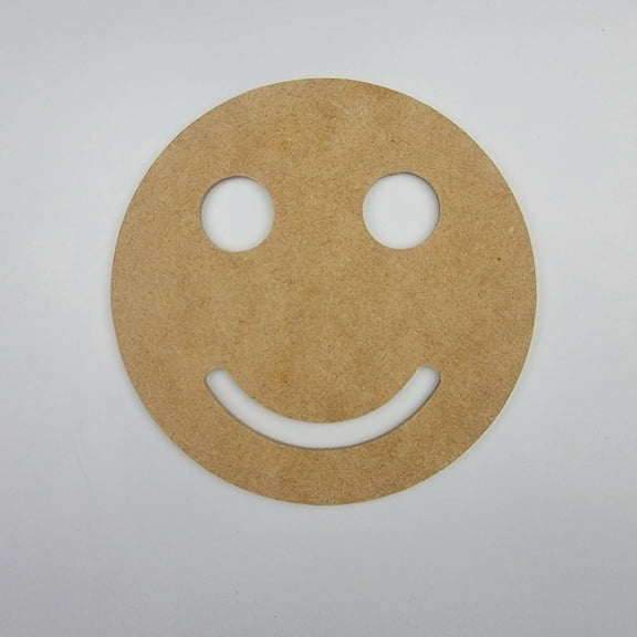 7" Smiley Face, Unfinished MDF Art Shape by Wooden Craft Cutouts, 1-4 Thickness