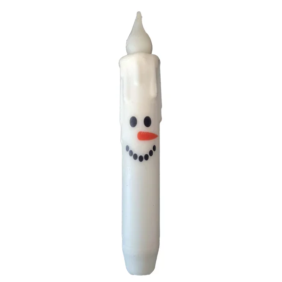 7" Snowman Face Battery Operated Led Timer Taper Candle