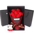 7 Soap Rose Flower Gift Box Bouquet Stuffed Bear Valentine's Day Gift