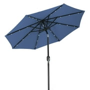 Trademark Innovations  Polyester 7-foot Solar LED Patio Umbrella Blue