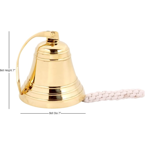 7" Solid Brass Wall Mounted Bell - Hanging Nautical Large Ship Heavy