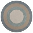thumbnail image 1 of 7' Spa Blue Beige Hand Hooked UV Treated Bordered Round Indoor Outdoor Area Rug, 1 of 2