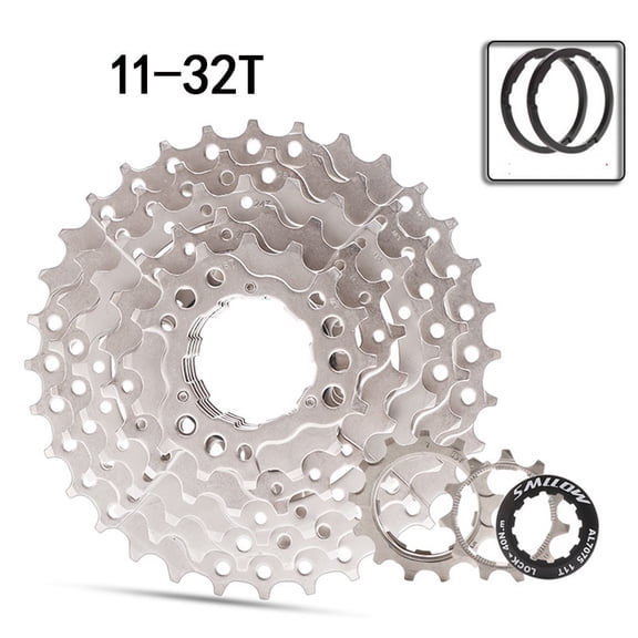 7 Speed Bicycle Cassette 11-28T/32T Alloy Steel Rear Sprocket Flywheel for Mountain Bike, Silver(11-32T)