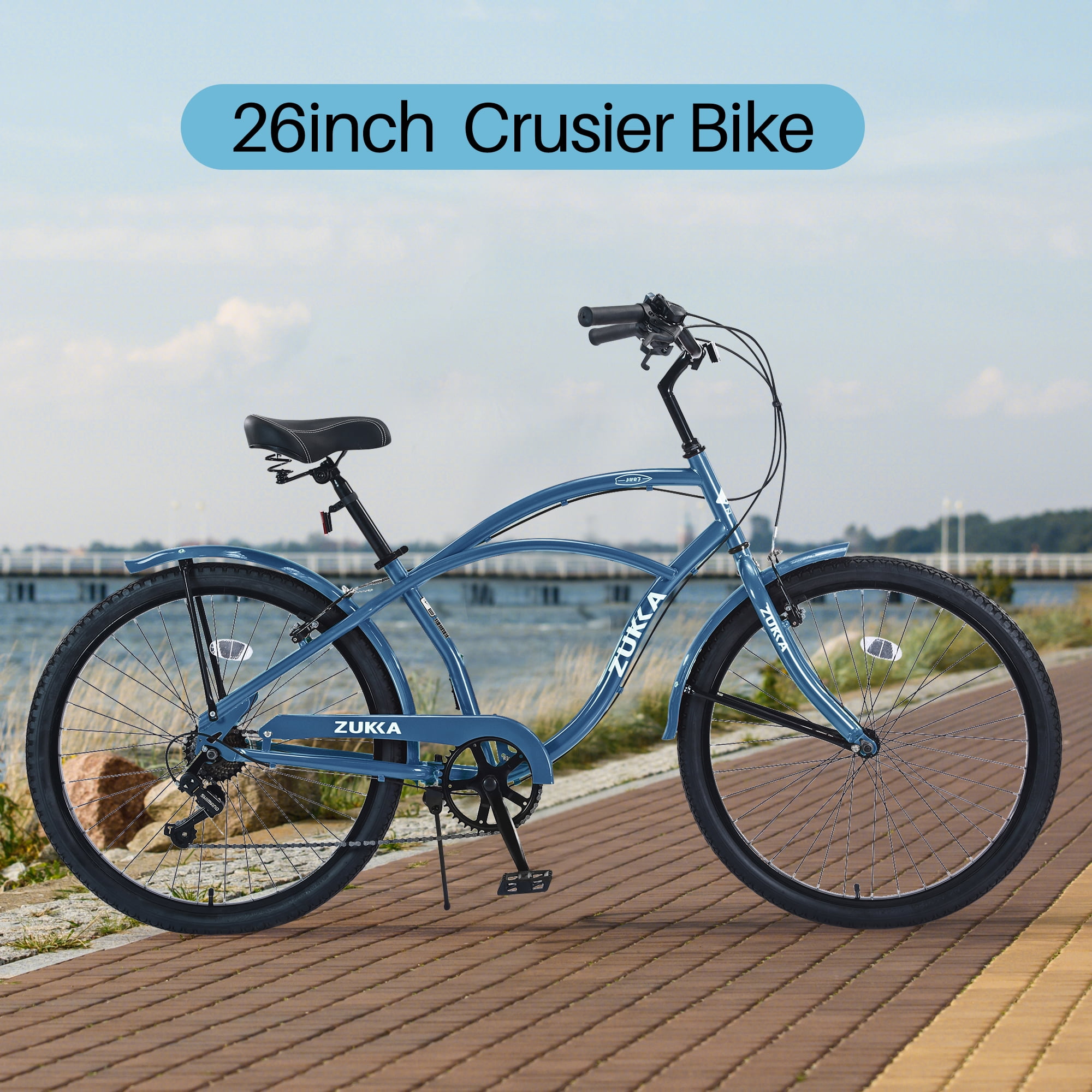 ＭＭＭＭブルー26 26 in Men's Beach Cruiser Bike,Shimano 7-Speed,Blue