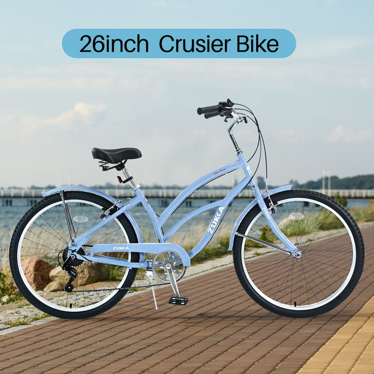 7 Speed Bicycles 26"Inch Multiple Colors Men‘s Beach Cruiser Bike With 7 Speed Gear System For Adventurous Cycling Experience