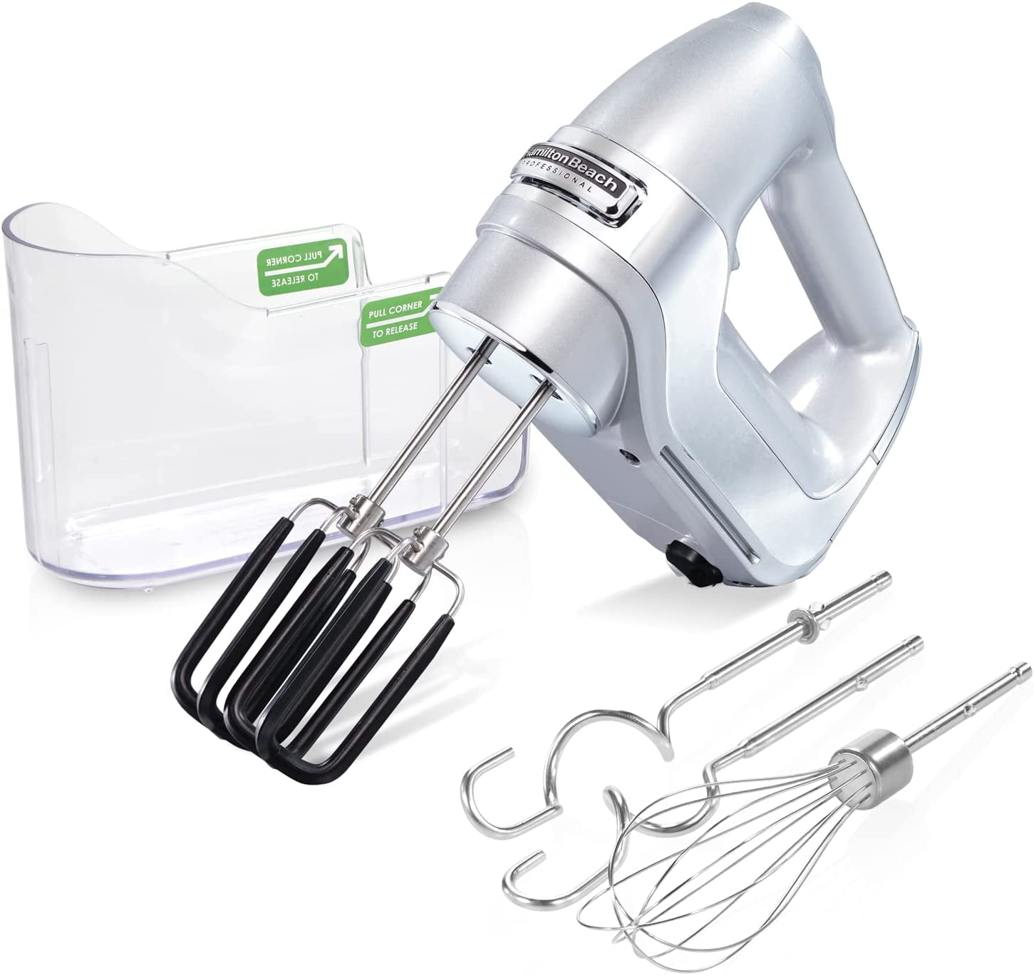 7-Speed Digital Hand Mixer with DC Motor, Slow Start, Snap-On Case, Soft-Scrape Beaters, Whisk, Dough Hooks, Matte Black