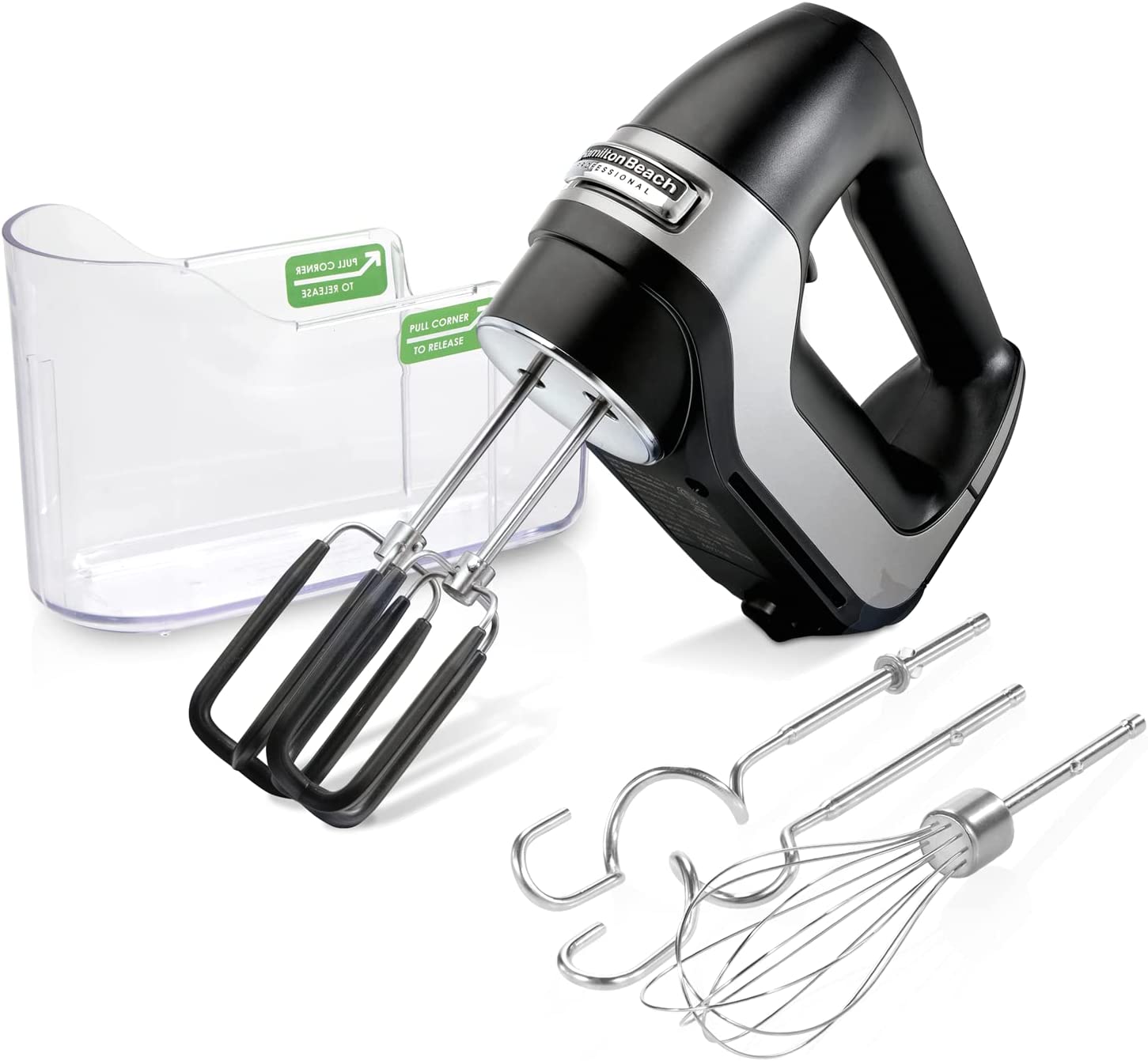 7-Speed Digital Hand Mixer with DC Motor, Slow Start, Snap-On Case, Soft-Scrape Beaters, Whisk, Dough Hooks, Matte Black
