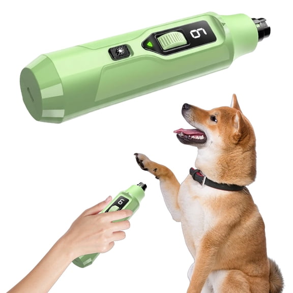 7 Speed Dog Nail Grinder with Led Light – Quiet Pet Nail Trimmer for Large Dogs & – Grooming Tool with Dust Collector one Hand Speed Control & instant Stop,Light Green,7.68"*1.77"*1.65"
