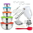 thumbnail image 1 of 7-Speed Electric Hand Mixer,5 Large Mixing Bowls Set,Handheld Mixers with Whisks Beater,Stainless Steel Metal Nesting Bowl Measuring Cups Spoons Kitchen Cake Blender for Prep Baking Supplies, 1 of 9