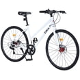 thumbnail image 1 of LuckyNote 700C 7 Speed Hybrid Bike, Steel Frame, Dual Disc Brakes, 700×32C Tires, for Men Women City Commuting, 1 of 8