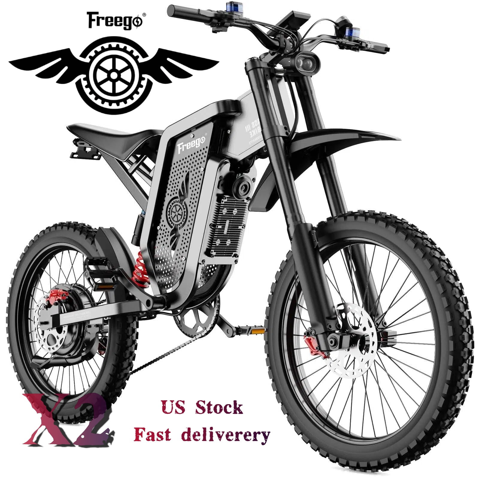 Freego X2 7 Speed Max Speed 50MPH 19x2.75'' Tire 6000W(Peak) Motor Electric Motorcycle for Adults Electric Dirt Bike 1800Wh Battery UL2849