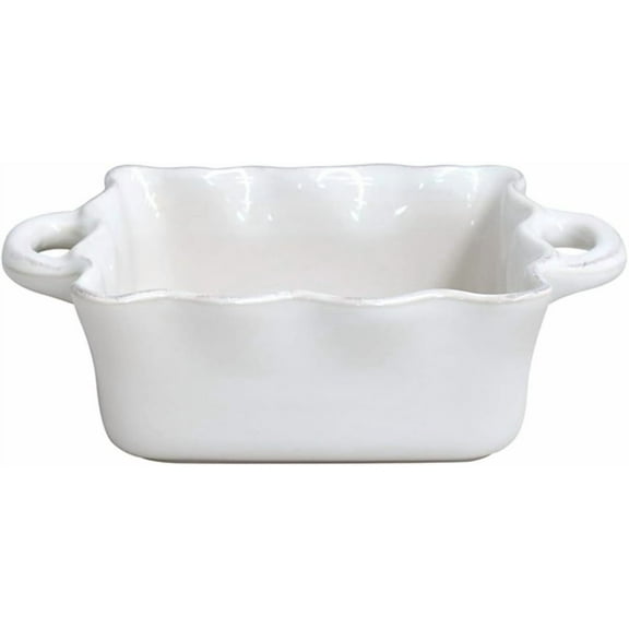 7" Square Ruffled Baker - Cook & Host Collection, White | Oven & Dishwasher Safe Bakeware | Food Safe Glazing | Restaurant Quality Dinnerware