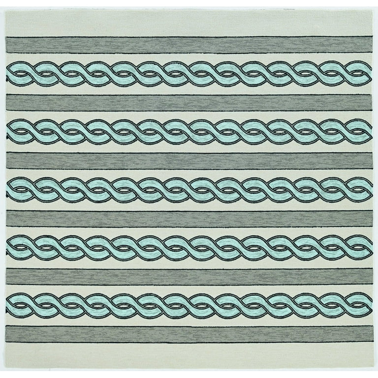 5'X7' Ivory Spa Hand Hooked Uv Treated Cable Stitch Indoor Outdoor Area Rug 5'X7' Ivory Spa Hand Hooked Uv Treated Cable Stitch Indoor Outdoor Area Rug