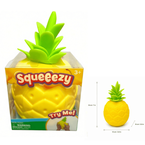 7" Squeezy Pineapple Squishy, Squeeze Fruit, Sensory Fidget Ball Soft Food Squeeze Ball Stress Relief Novelty for Adults