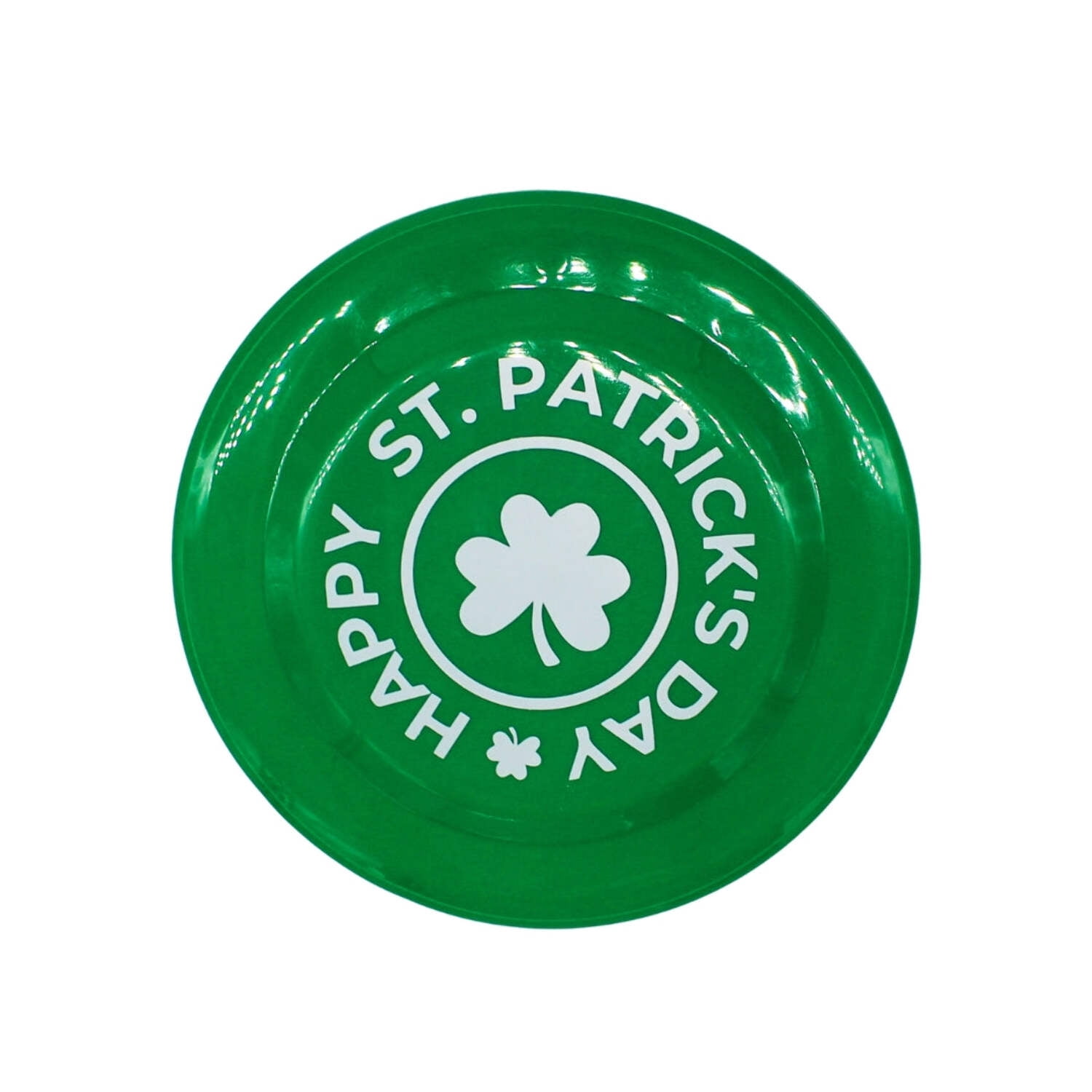 7" St. Patrick s Day White Frisbee with Green Shamrock (Dozen)