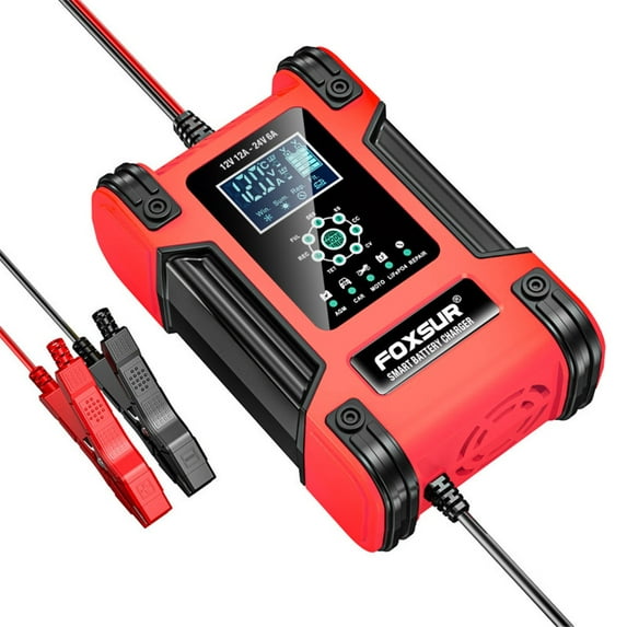 7-Stage Car Battery Charger Smart Battery Charger with Function Touching Button Large Digital Display Multiple Protection Repair Mode 100-240V for 12V/24V Car SUV RV Motorcycle Truck Yacht