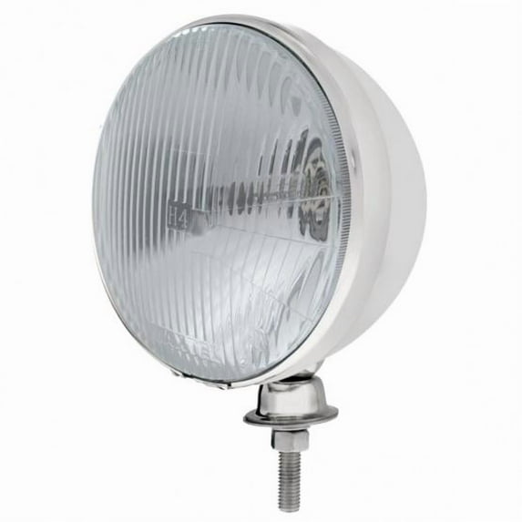 7" Stainless Dietz Style Headlight With 12 Volt H6024 Halogen Seal Beam Bulb (Pair)