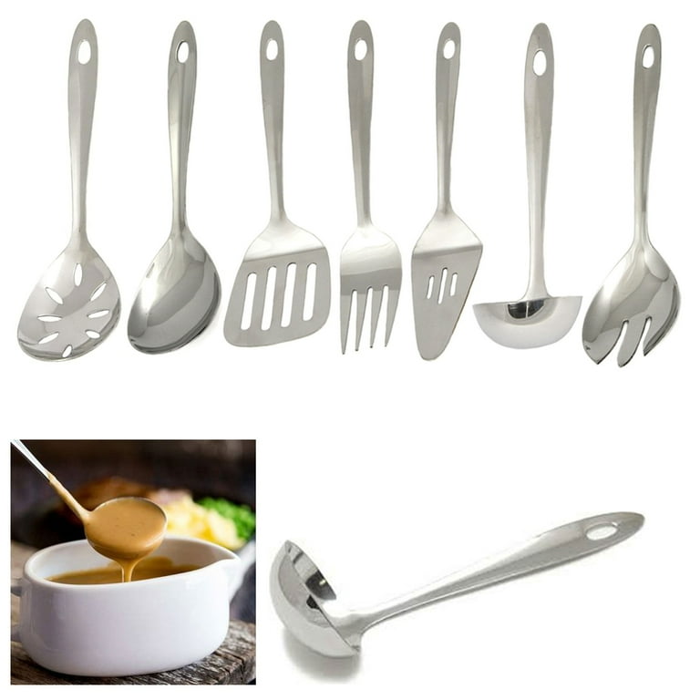 7-Piece Kitchen Utensil Set Stainless-Steel and Silicone Cooking