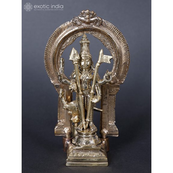 7" Standing Lord Murugan Bronze Statue with Throne